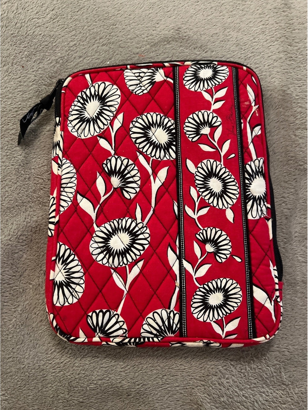 Vera Bradley Quilted Red Floral Tablet Case with Houndstooth Interior